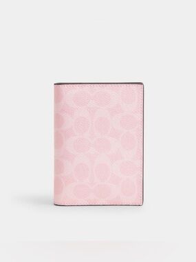 Coach Powder Pink Passport Card Case In Signature Canvas